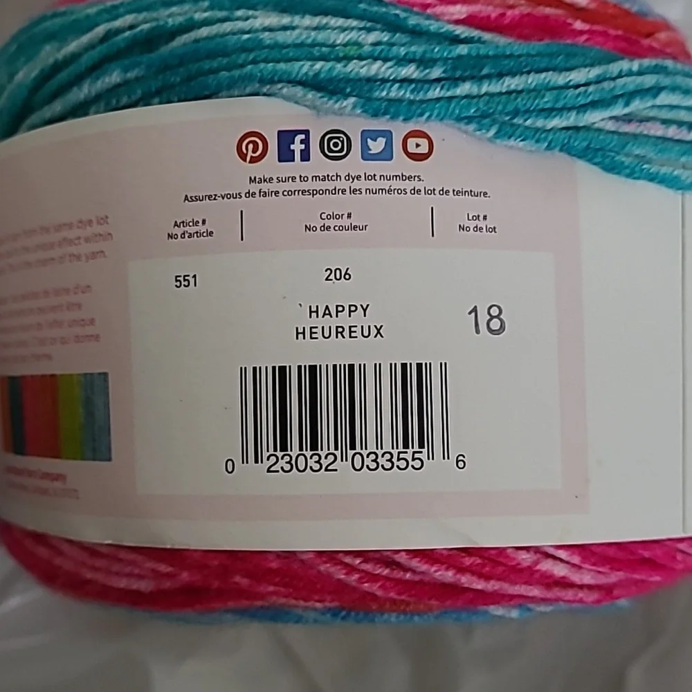 Cupcake & Mandala Ombre Yarn Lion Brand very colorful quality yarn crochet NEW ! - Picture 6 of 10